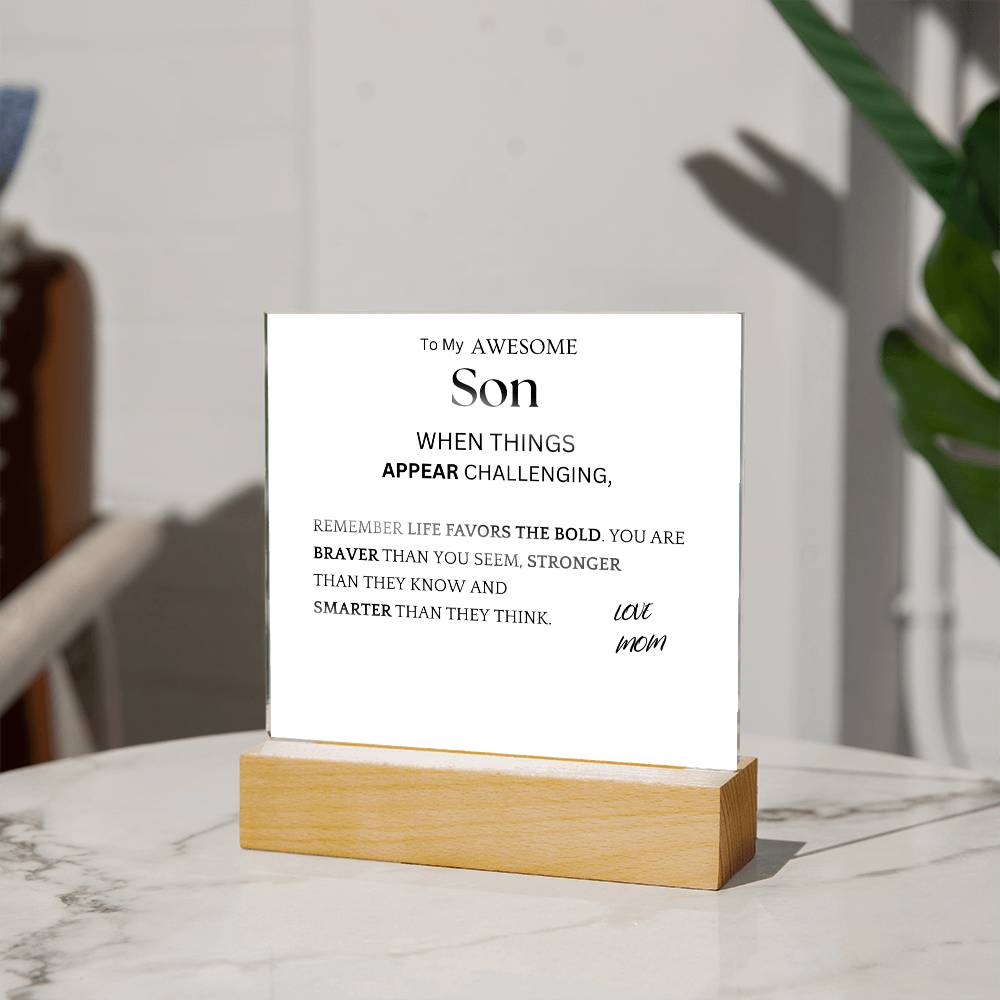 Life Favors Bold Acrylic Plaque Gift For Son