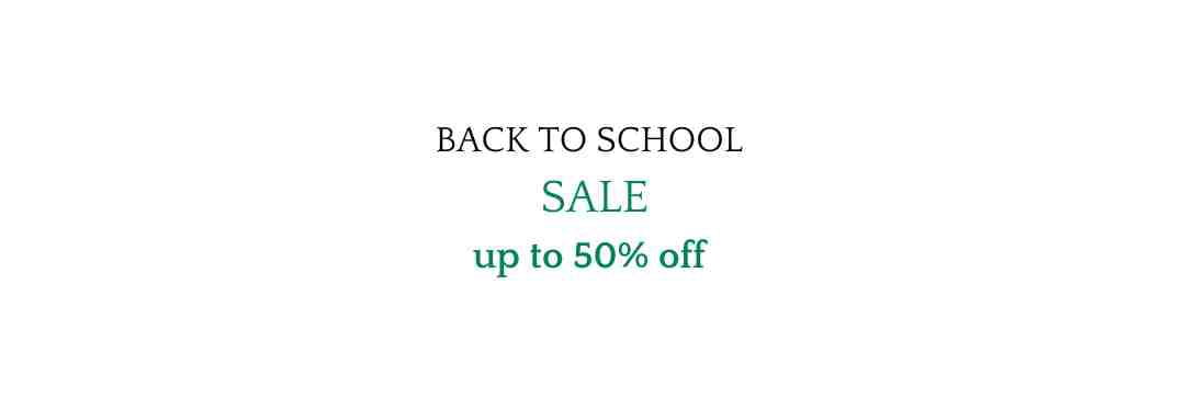 Back to school sale text on a white background