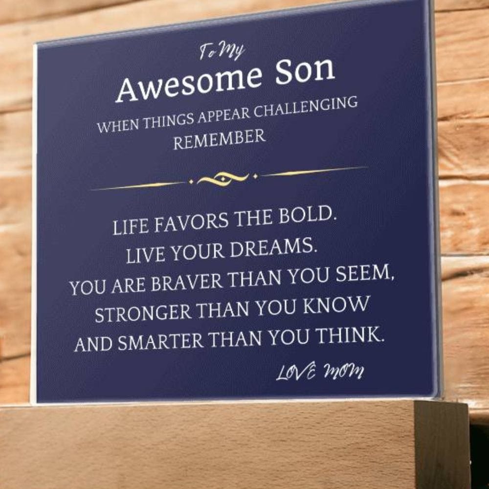 Live Your Dreams Acrylic Plaque Gift For Son.