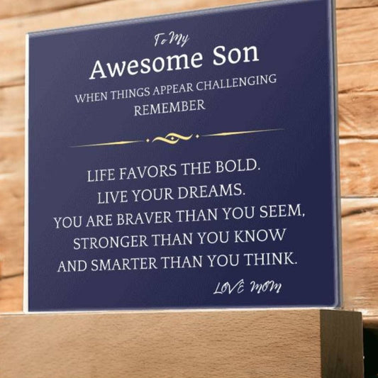 Live Your Dreams Acrylic Plaque Gift For Son.