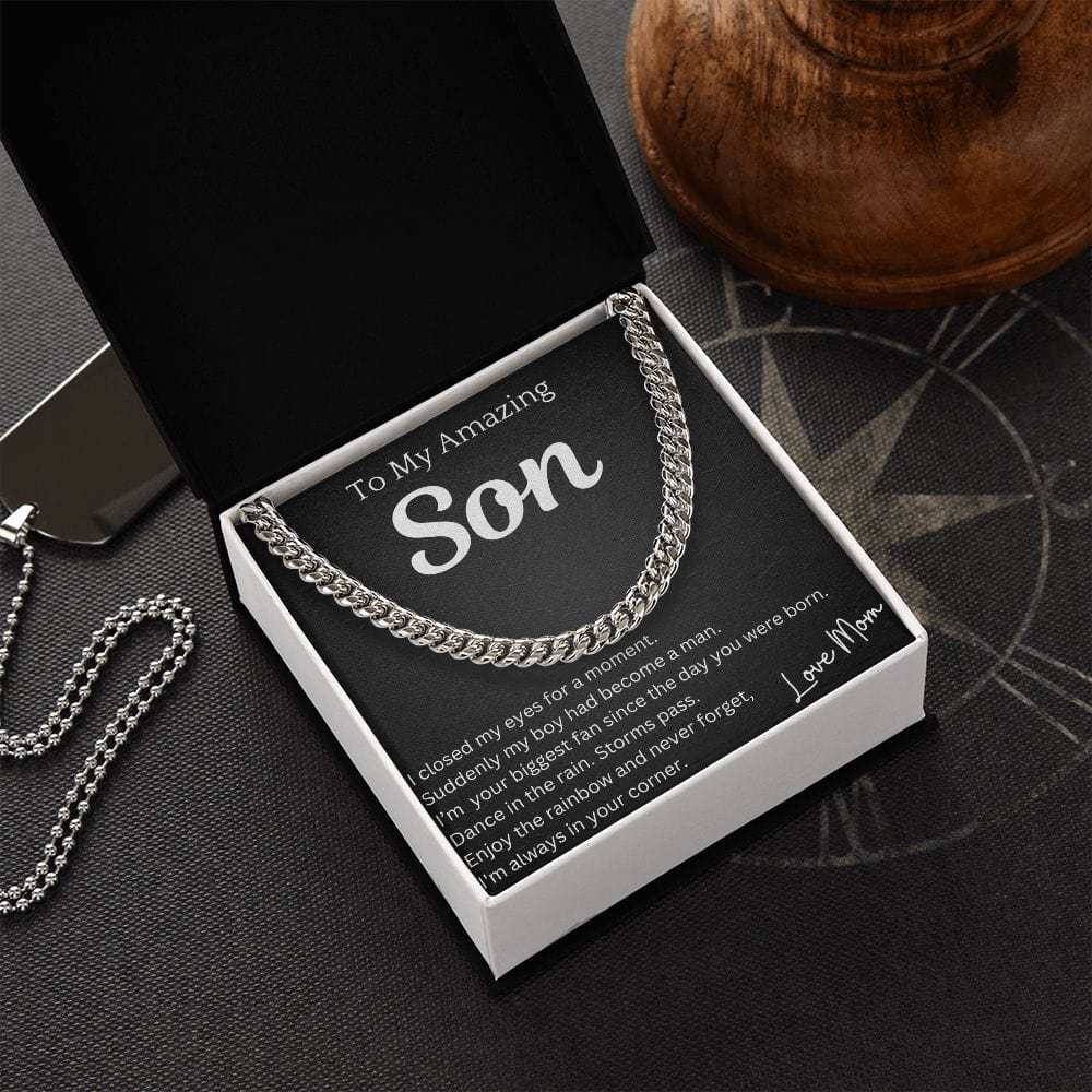 Closed My Eyes Chain Necklace Gift For Son Birthday Christmas Graduation Present For Men