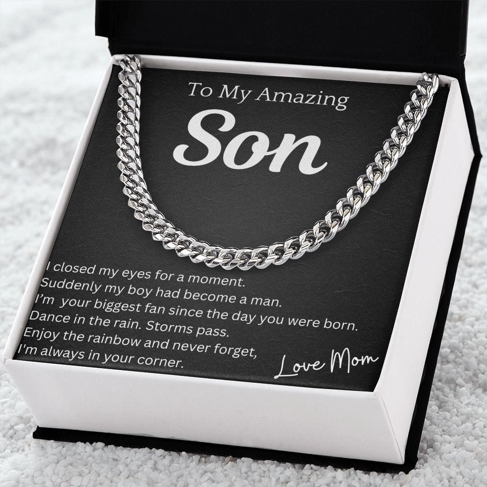 Closed My Eyes Chain Necklace Gift For Son Birthday Christmas Graduation Present For Men