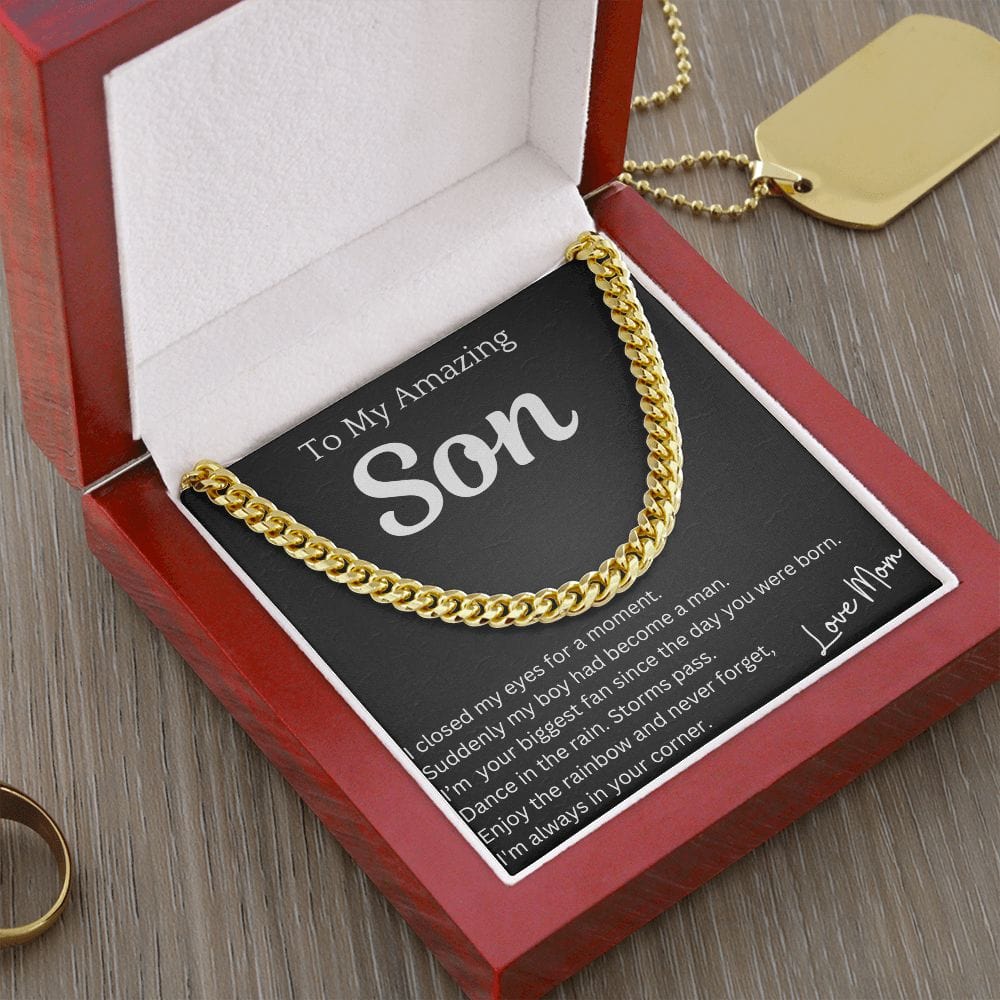 Closed My Eyes Chain Necklace Gift For Son Birthday Christmas Graduation Present For Men