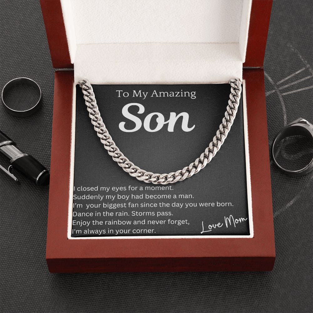 Closed My Eyes Chain Necklace Gift For Son Birthday Christmas Graduation Present For Men