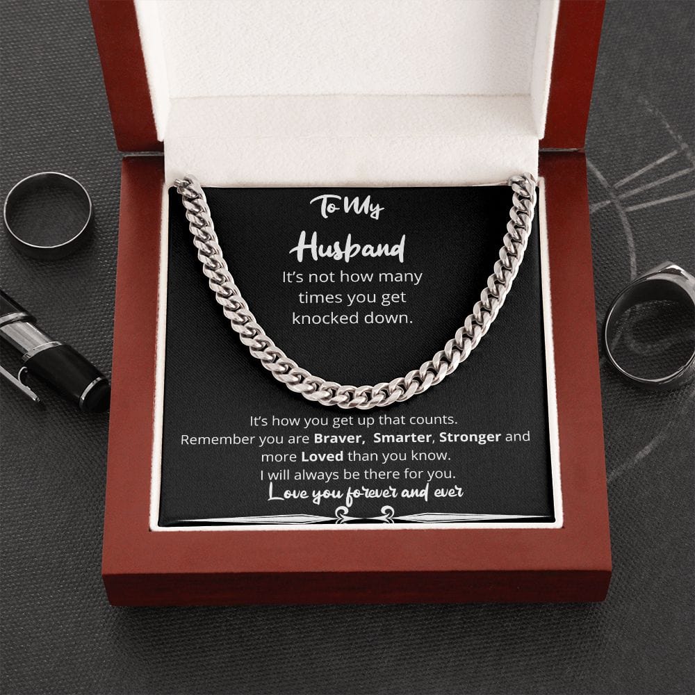 Jewelry - How Many Times Knocked Down Cuban Chain Gift For Husband Birthday Anniversary Christmas Present For Men