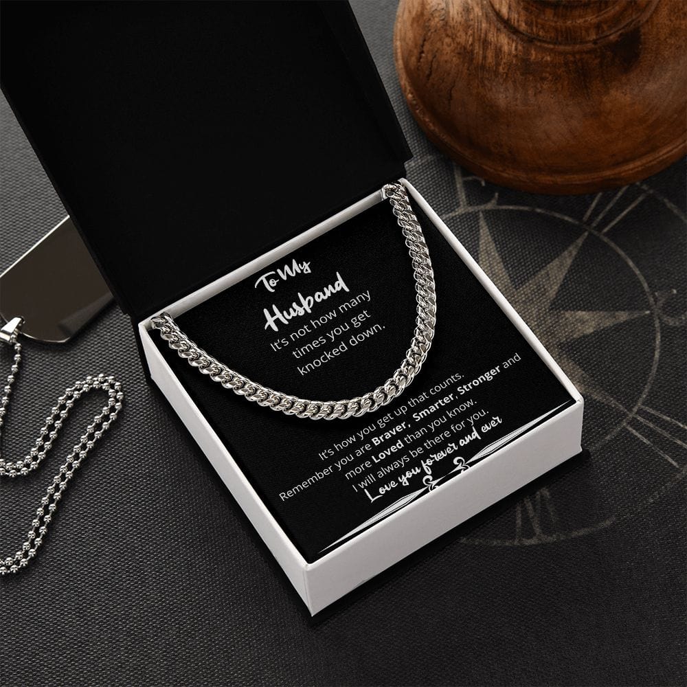 Jewelry - How Many Times Knocked Down Cuban Chain Gift For Husband Birthday Anniversary Christmas Present For Men