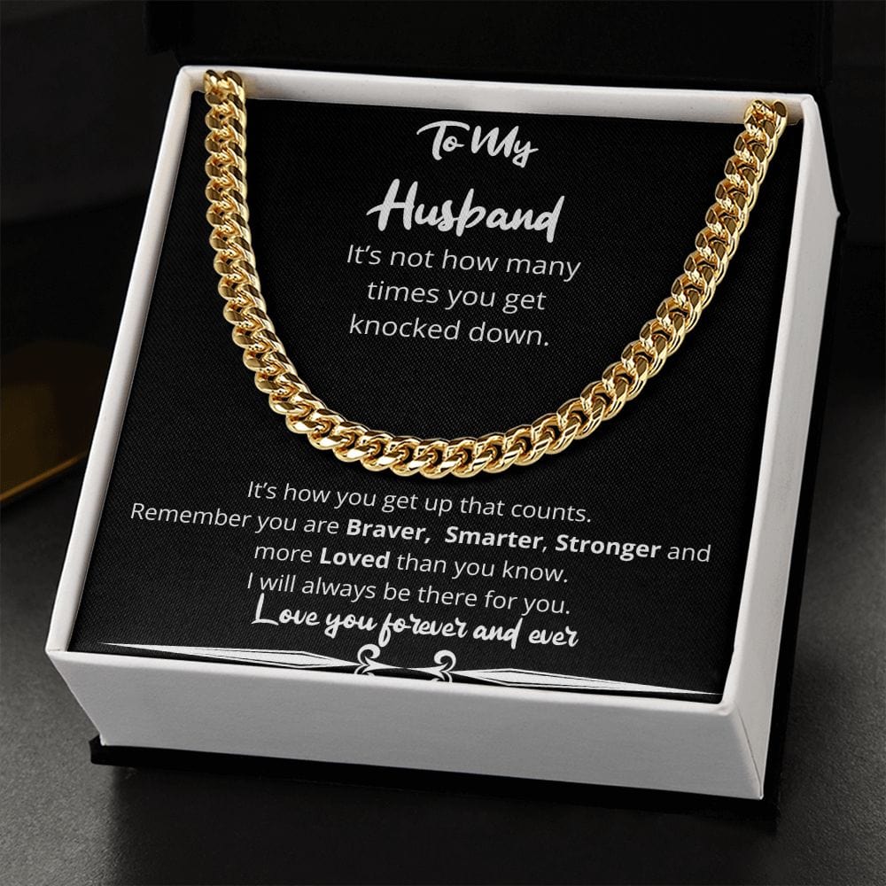 Jewelry - How Many Times Knocked Down Cuban Chain Gift For Husband Birthday Anniversary Christmas Present For Men