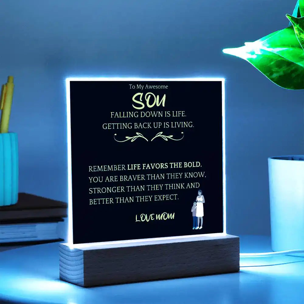 Braver, Stronger Gift For Son Acrylic Plaque Gift for 708 - Home & Garden > Decor > Decorative Plaques | Gifting2Go