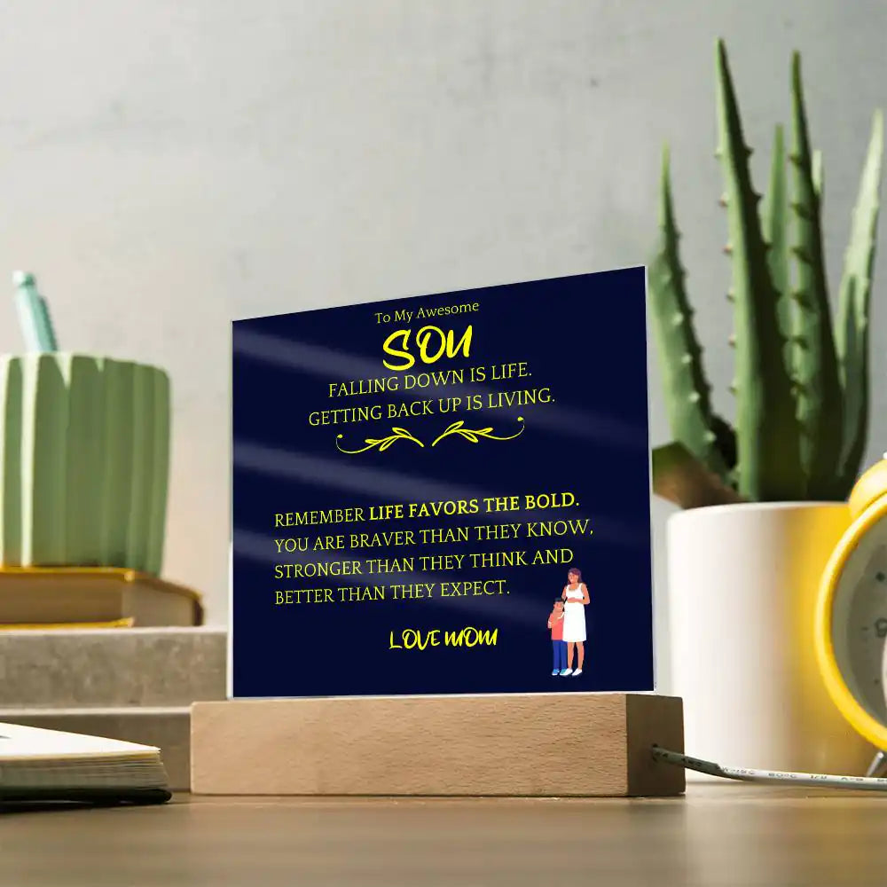 Braver, Stronger Gift For Son Acrylic Plaque Gift for 708 - Home & Garden > Decor > Decorative Plaques | Gifting2Go