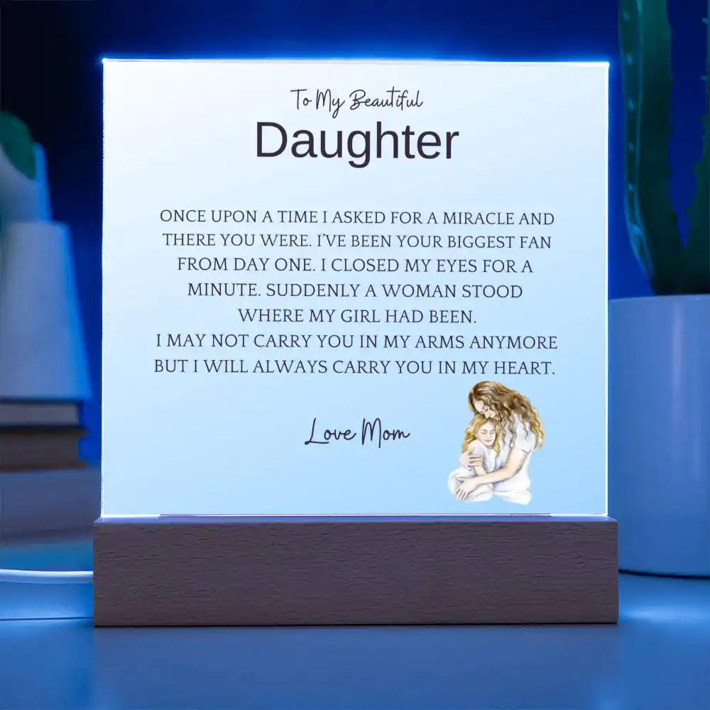 Carry In Arms Acrylic Plaque For Daughter Gift for 708 - Home & Garden > Decor > Decorative Plaques | Gifting2Go
