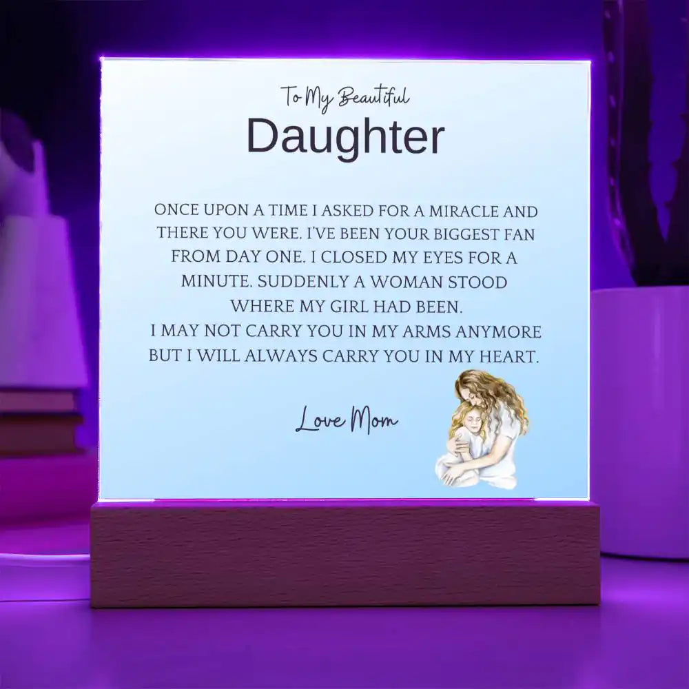 Carry In Arms Acrylic Plaque For Daughter Gift for 708 - Home & Garden > Decor > Decorative Plaques | Gifting2Go