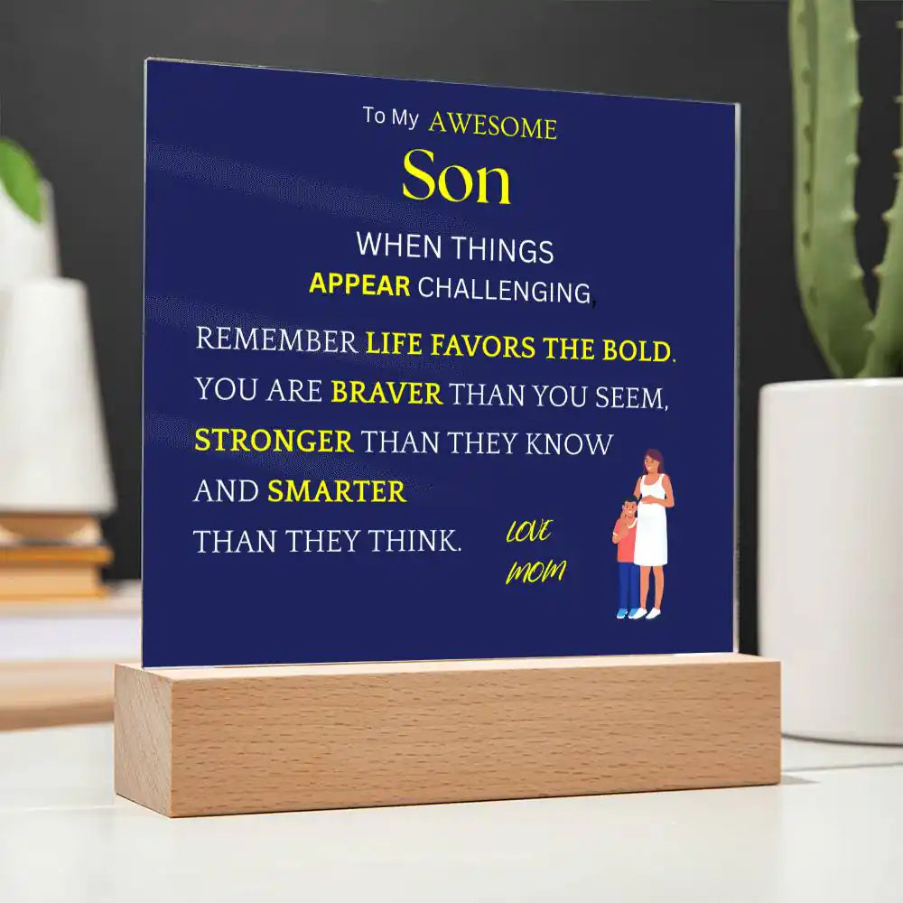 Favors The Bold Gift For Son Gift for 708 - Home & Garden > Decor > Decorative Plaques | Gifting2Go