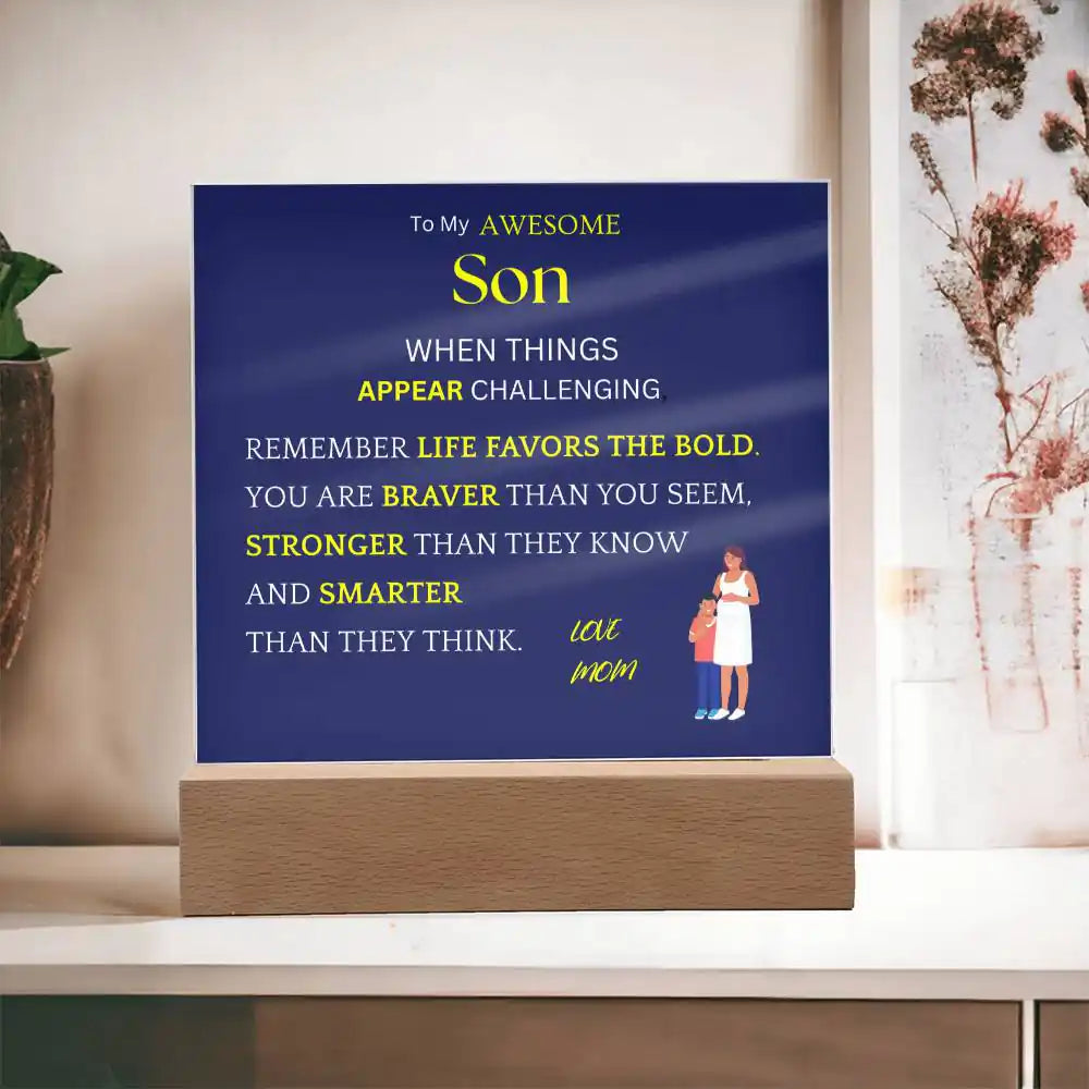 Favors The Bold Gift For Son Gift for 708 - Home & Garden > Decor > Decorative Plaques | Gifting2Go