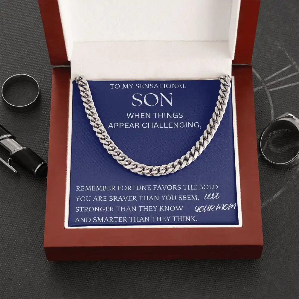 Fortune Favors The Bold Chain Jewelry For Son Christmas Present For Men Gift for Jewelry | Gifting2Go