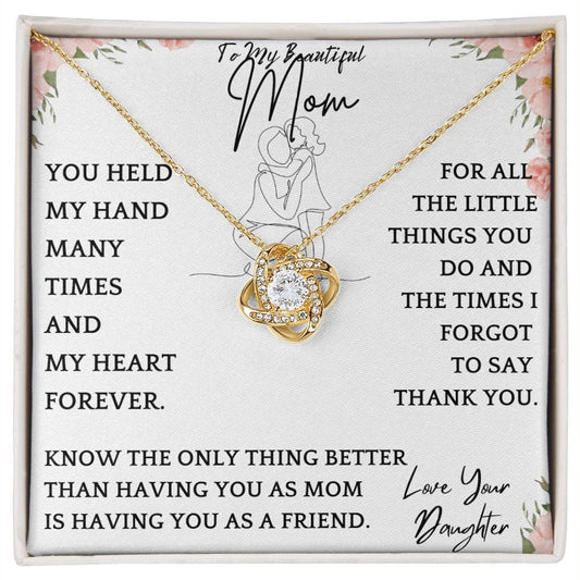 Thank You Mom Necklace Gift 