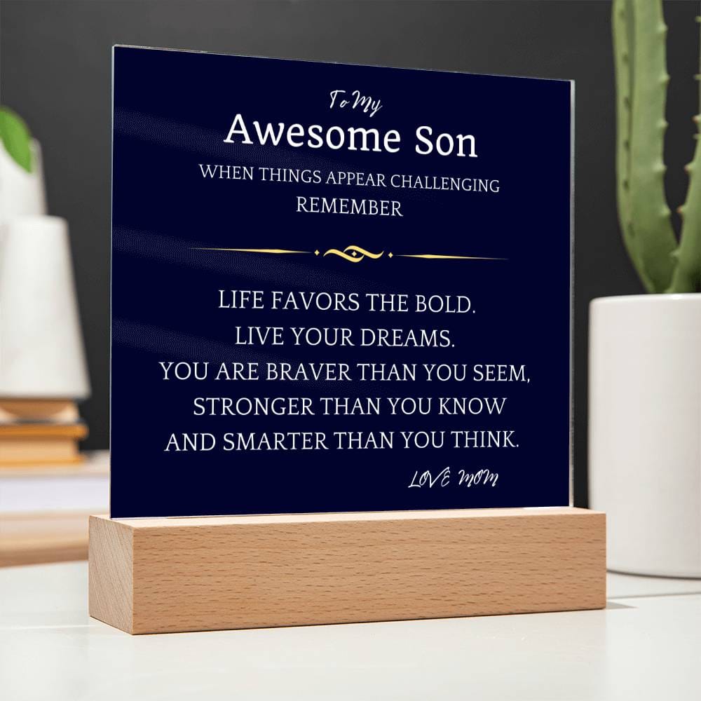 Live Your Dreams Gift For Son Acrylic Plaque