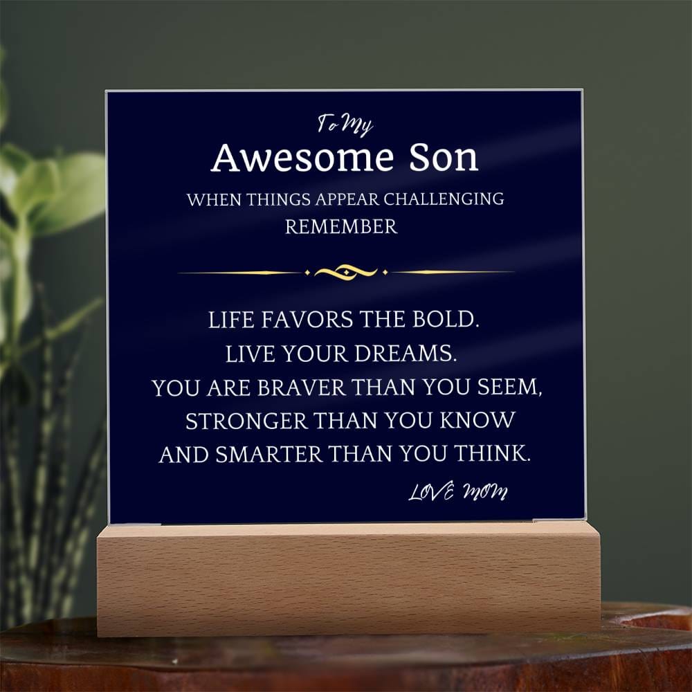 Live Your Dreams Gift For Son Acrylic Plaque