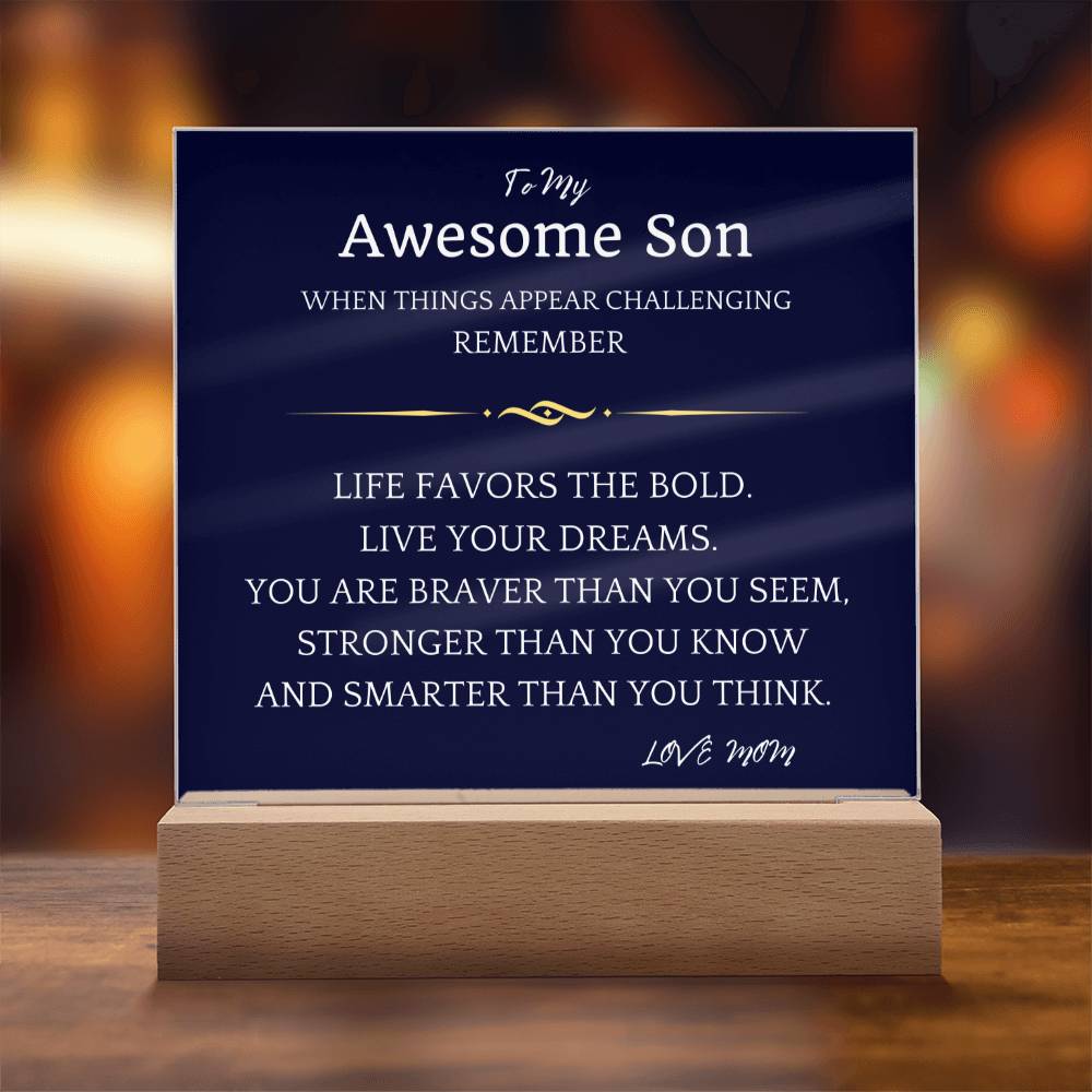 Live Your Dreams Gift For Son Acrylic Plaque