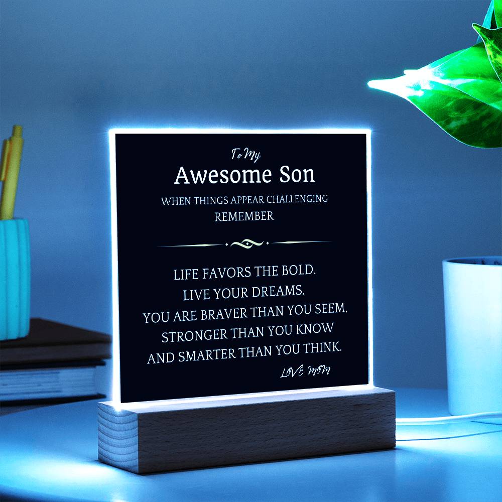 Live Your Dreams Gift For Son Acrylic Plaque