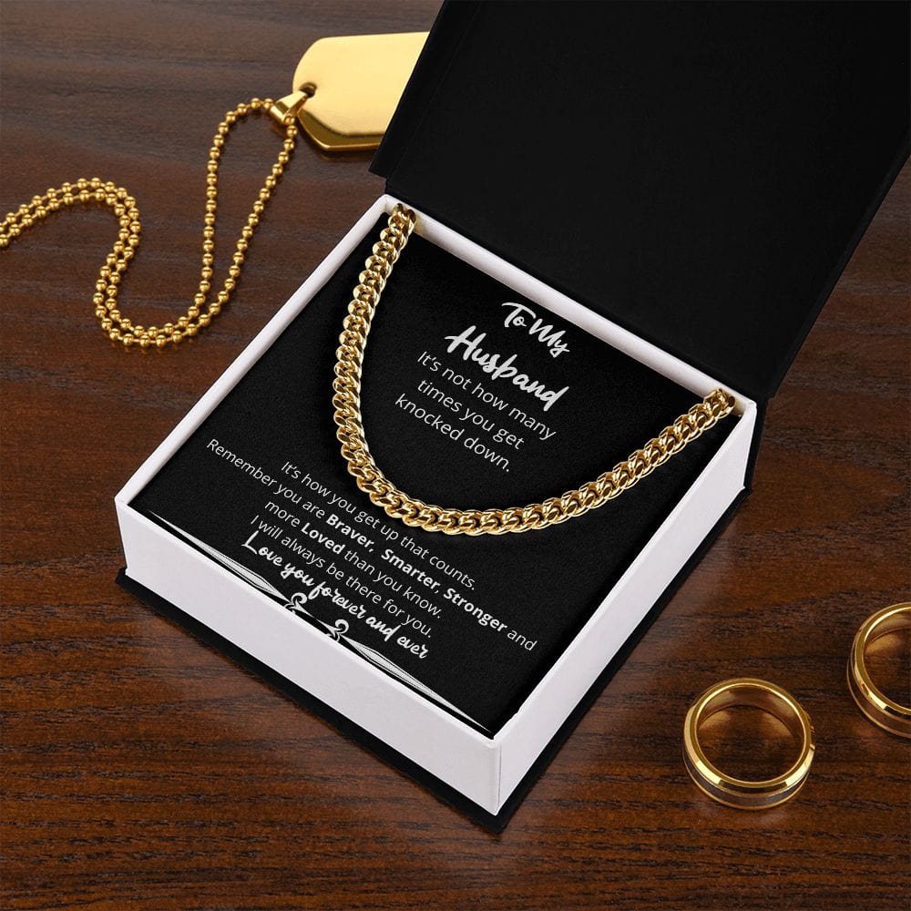 Jewelry - How Many Times Knocked Down Cuban Chain Gift For Husband Birthday Anniversary Christmas Present For Men