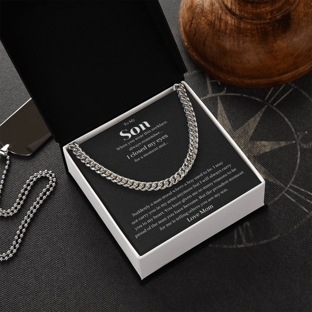 Jewelry - Proudest Moment Cuban Chain Necklace Gift For Son Christmas Birthday Graduation Present For Men