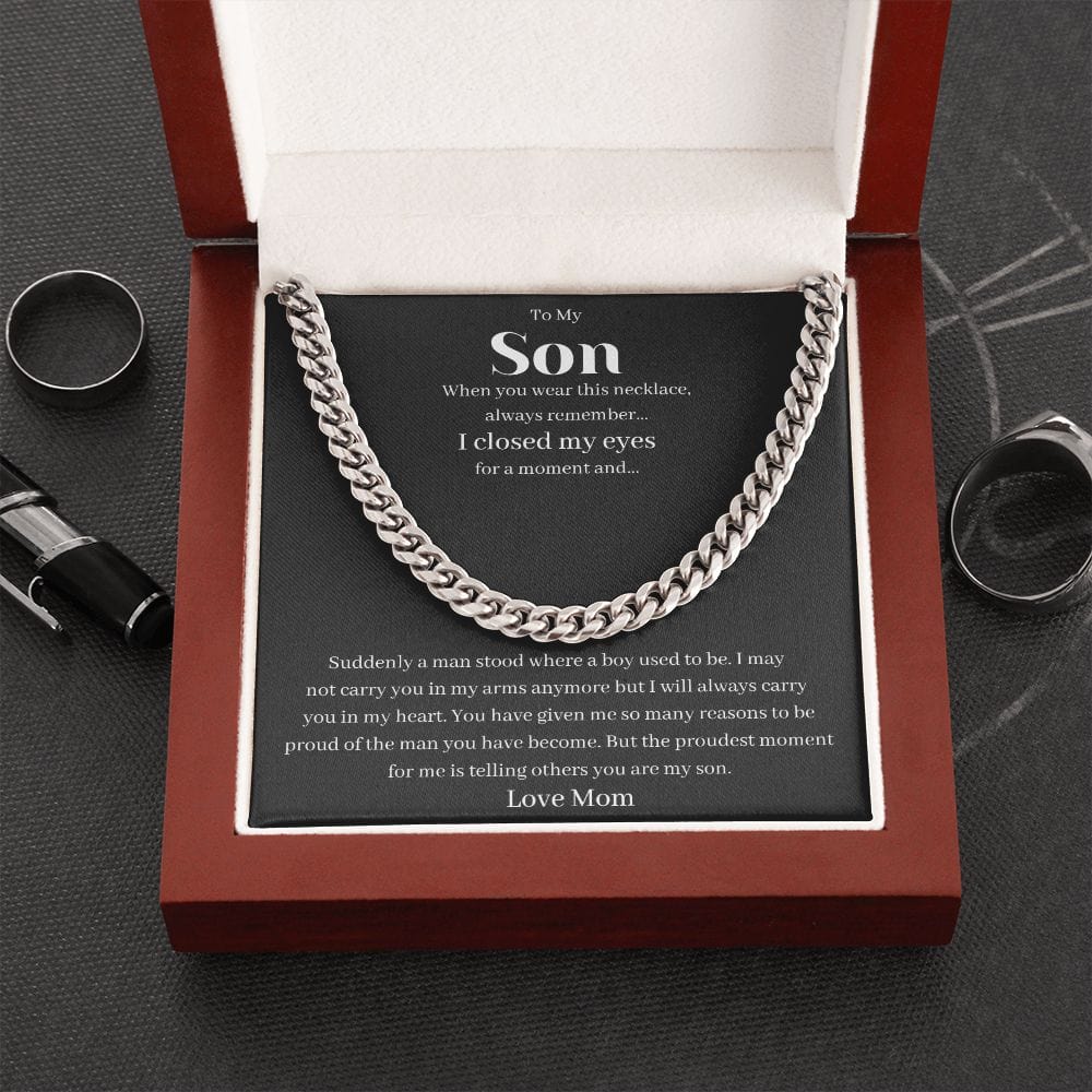 Jewelry - Proudest Moment Cuban Chain Necklace Gift For Son Christmas Birthday Graduation Present For Men